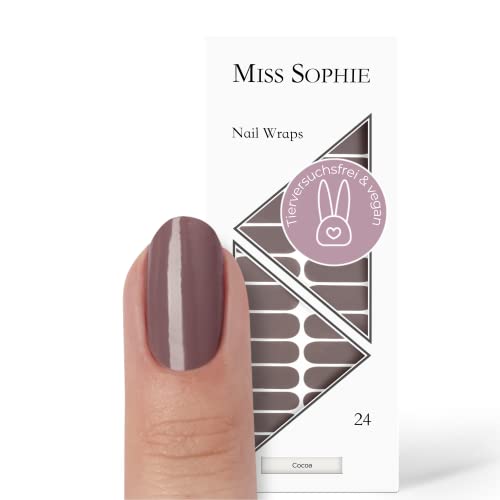 Original Miss Sophie Nagelfolien Cocoa I 24 ultra-dünne Nagellack-Streifen einfarbig I Für Finger- & Fußnägel I Hält auf Natur- sowie lackierten, Acryl-, Gel- & Shellac-Nägeln