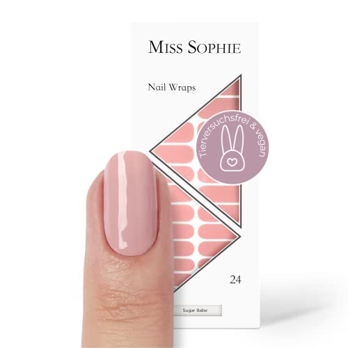 Original Miss Sophie Nagelfolien Sugar Babe I 24 ultra-dünne Nagellack-Streifen einfarbig in Nude I Für Finger- & Fußnägel I Hält auf Natur- sowie lackierten, Acryl-, Gel- & Shellac-Nägeln