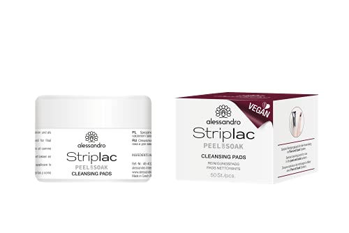 alessandro Striplac Peel or Soak Cleansing Pads – Reinigungspads zur Anwendung auf dem Naturnagel – Vor und nach dem Lackieren – Mit Pfirsichduft – 50 Stück