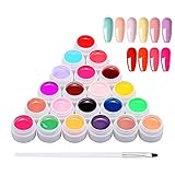24 Farben UV Gel mit 1 Pinsel, Malgel, UV Gel Set gelfarben für nägel, Nail Art Farbgel Set, gel nägel farben, Nail Gel für Nail Art Nagel-Design