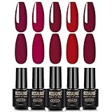 ROSALIND UV-Gel-Nagellack LED-Lampe Adventskalender Gel-Lack kirschrote Farbe reine Farben Valentinstag semi-permanente Basisplatte 5 Flasche 7ml